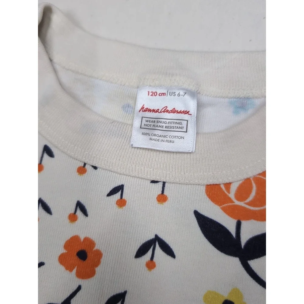 Hanna Andersson Kids 6/7 Floral Lion Owl Unicorn Pajamas TOP ONLY Organic Cotton
